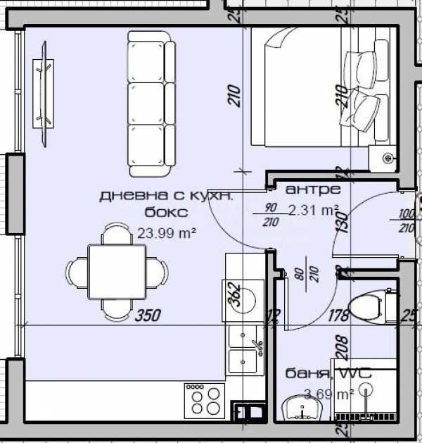 Продава 1-стаен, гр. варна, изгрев