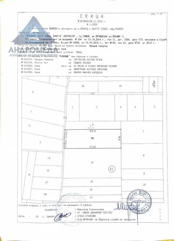 Продава парцел, с. опанец, област плевен