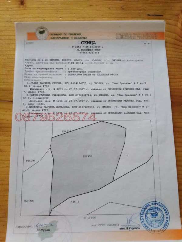 Продава парцел, гр. смолян, стар център
