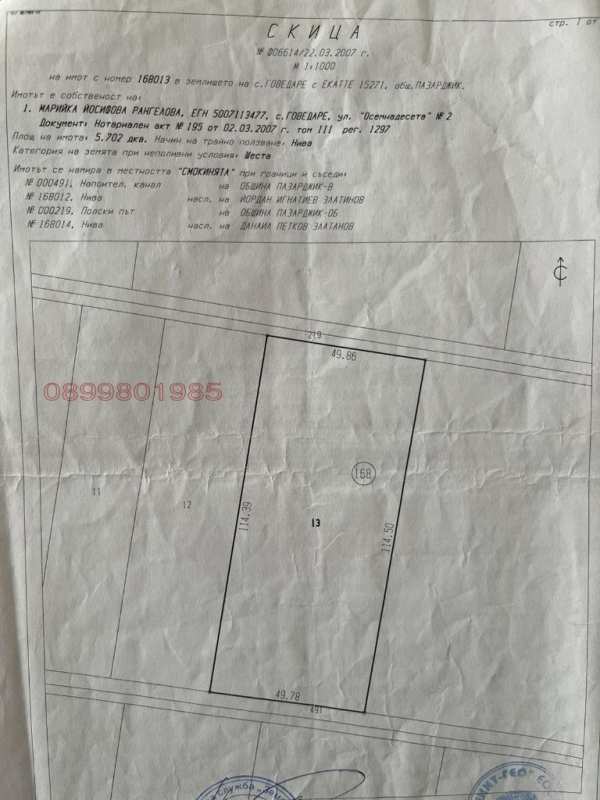 Продава земеделска земя, с. говедаре, област пазарджик
