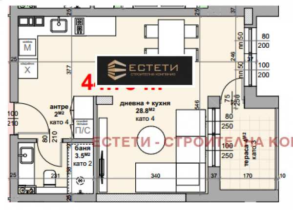 Продава 1-стаен, гр. стара загора, център