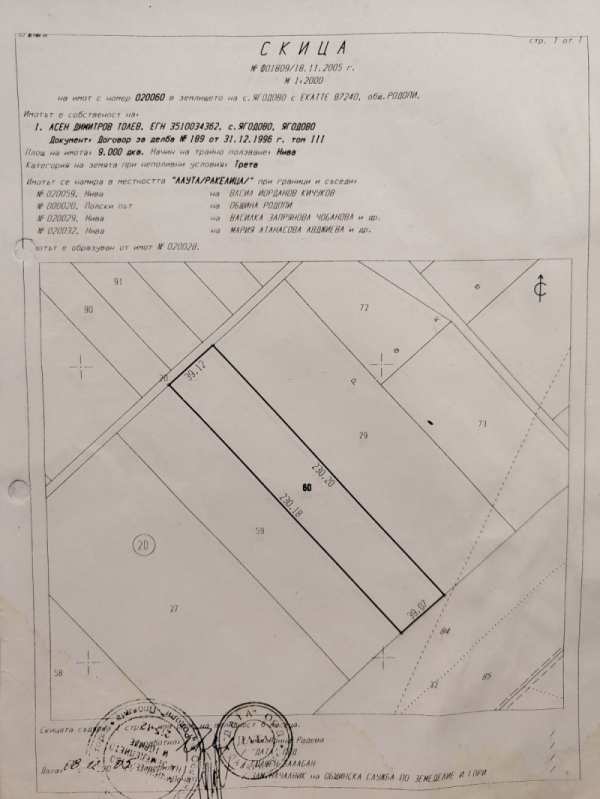 Продава парцел, с. ягодово, област пловдив