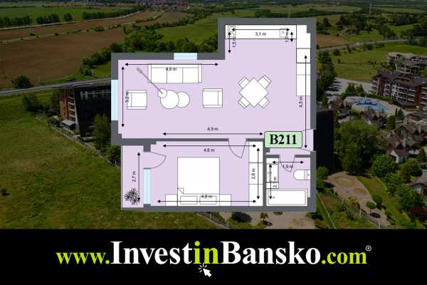 Продава 2-стаен, гр. банско, област благоевград