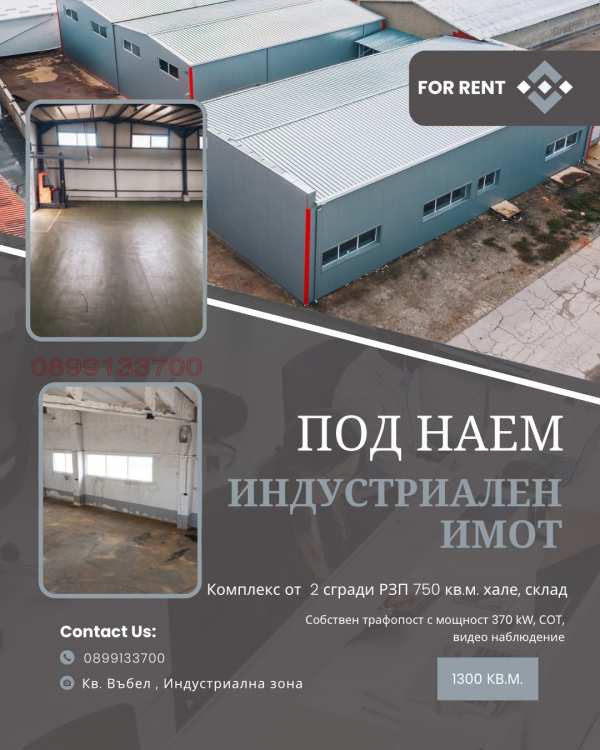 Дава под наем пром. помещение, гр. търговище, въбел