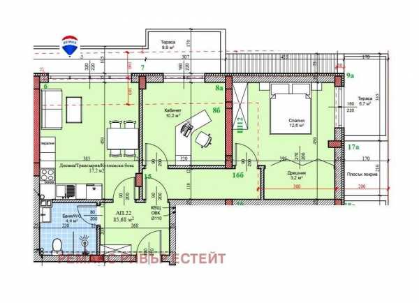 Тристаен апартамент НОВО строителство кв. Широк център