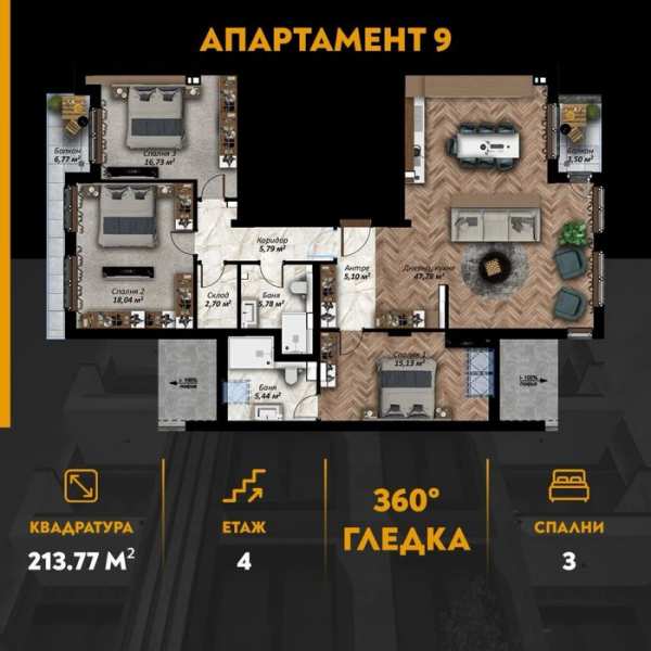 Нов проект | Апартамент 213 кв.м в центъра на Стара Загора | На зелено