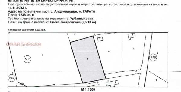 Парцел в регулация 1238 кв. в с. Алдомировци продава