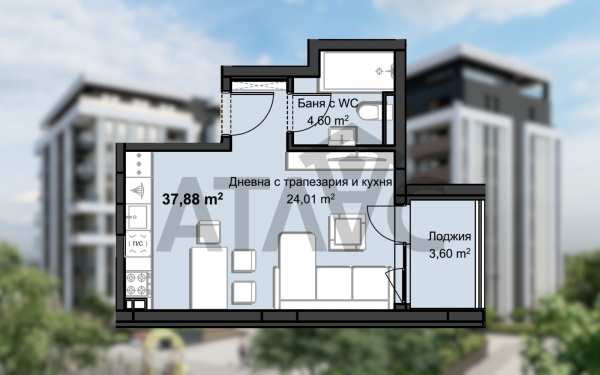 Продава 1-стаен, гр. пловдив, христо смирненски