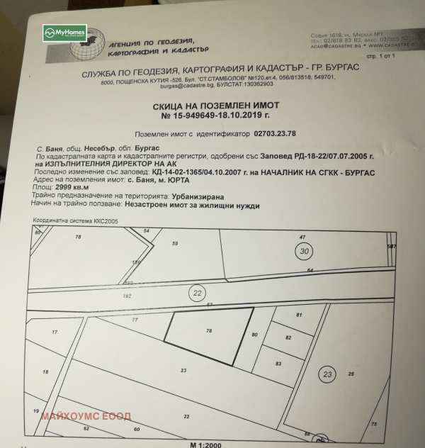 Продава парцел, с. баня, област бургас