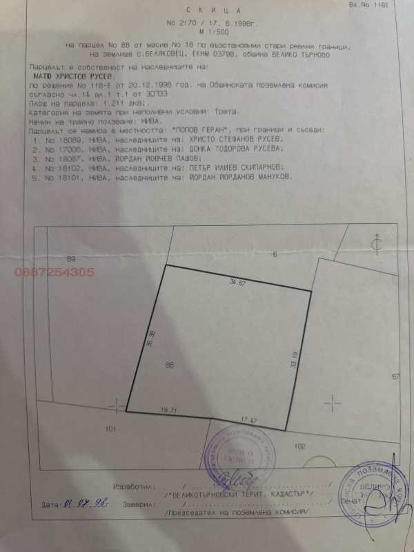 Продава парцел, с. беляковец, област велико търново
