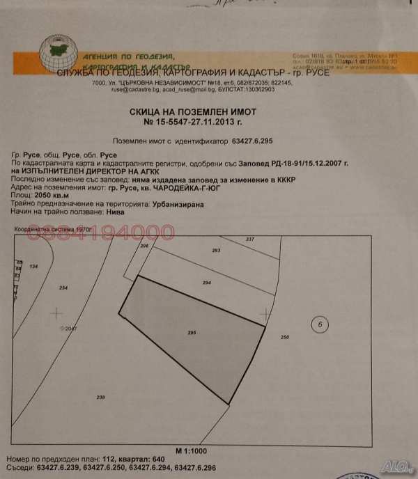 Продава парцел, гр. русе, чародейка - юг