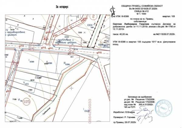Продава парцел, гр. правец, област софия област