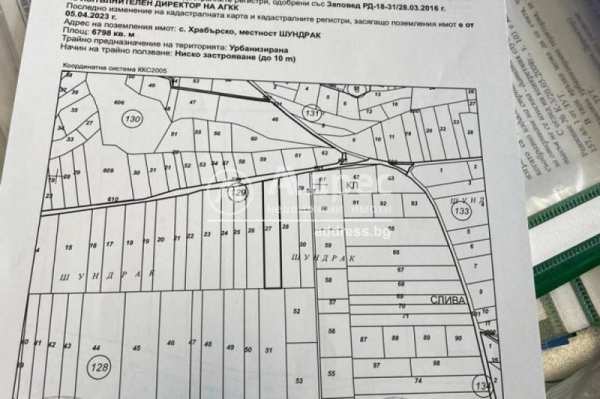 Продава парцел, с. храбърско, област софия област