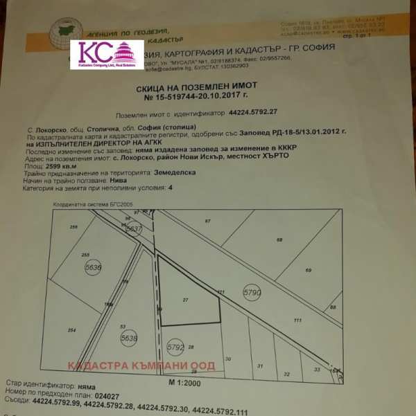 Продава парцел, с. локорско, област софия-град