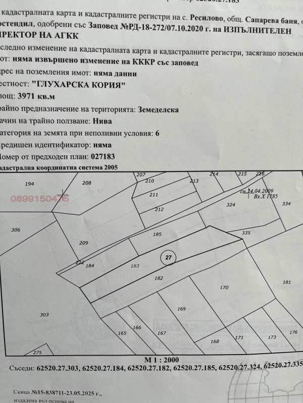 Продава земеделска земя, с. ресилово, област кюстендил