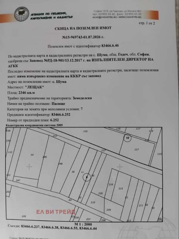 Продава парцел, с. шума, област софия област