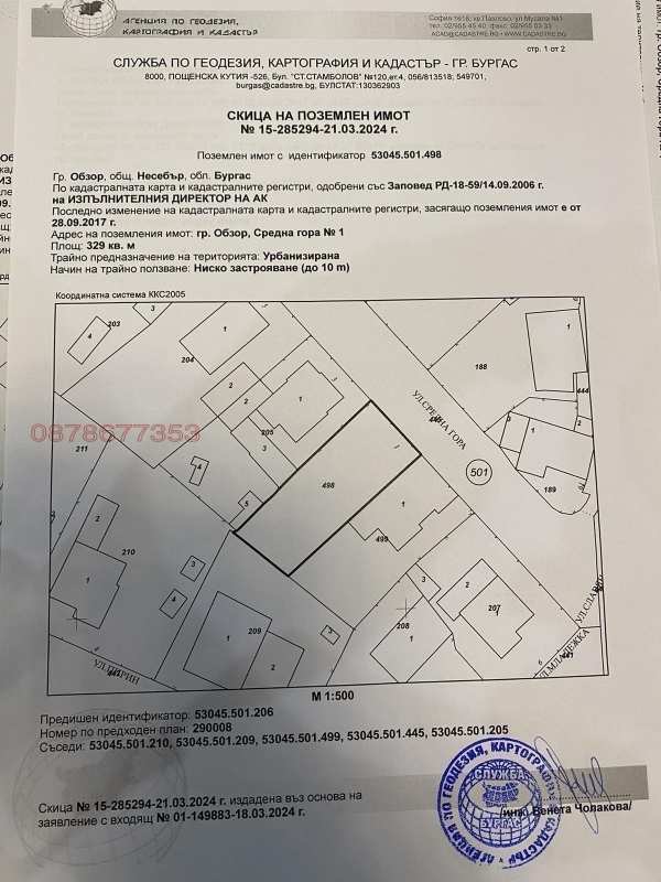 Продава парцел, гр. обзор, област бургас