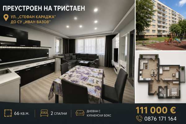 Продава 2-стаен, гр. стара загора, опълченски
