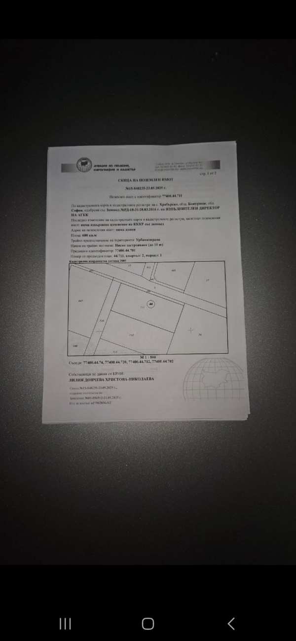 Продава парцел, с. храбърско, област софия област
