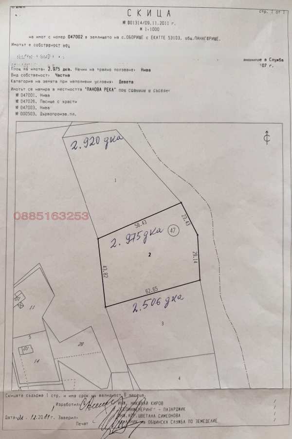 Продава земеделска земя, с. оборище, област пазарджик