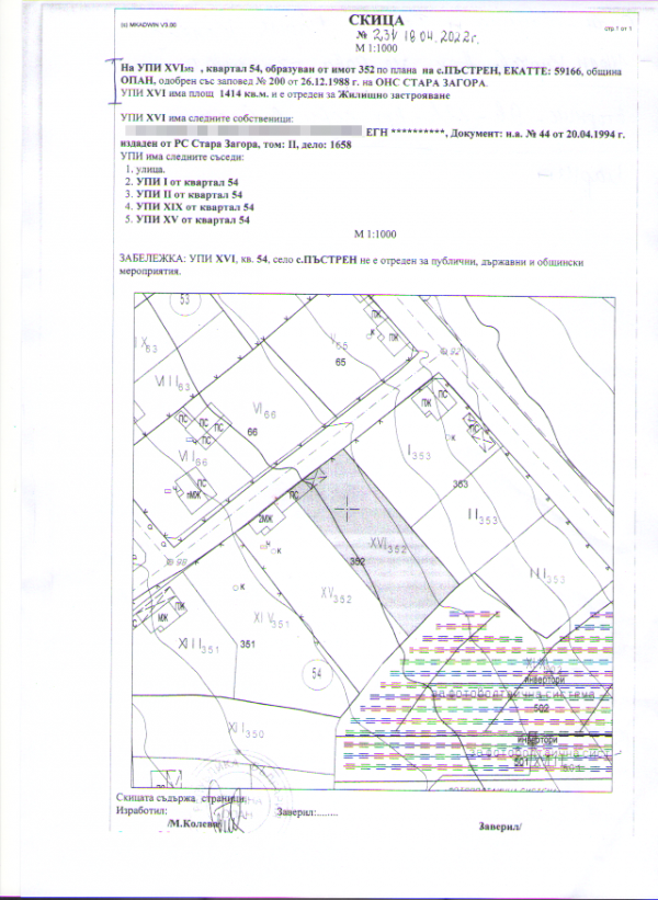 Продава парцел, с. пъстрен, област стара загора