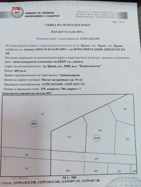 Продава парцел, гр. враца, река лева