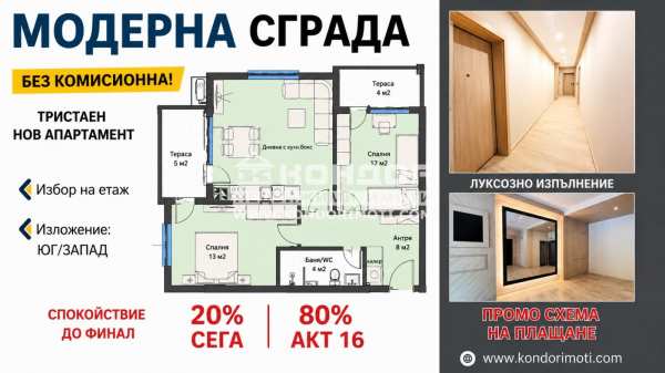 Продава 3-стаен, гр. пловдив, кършияка