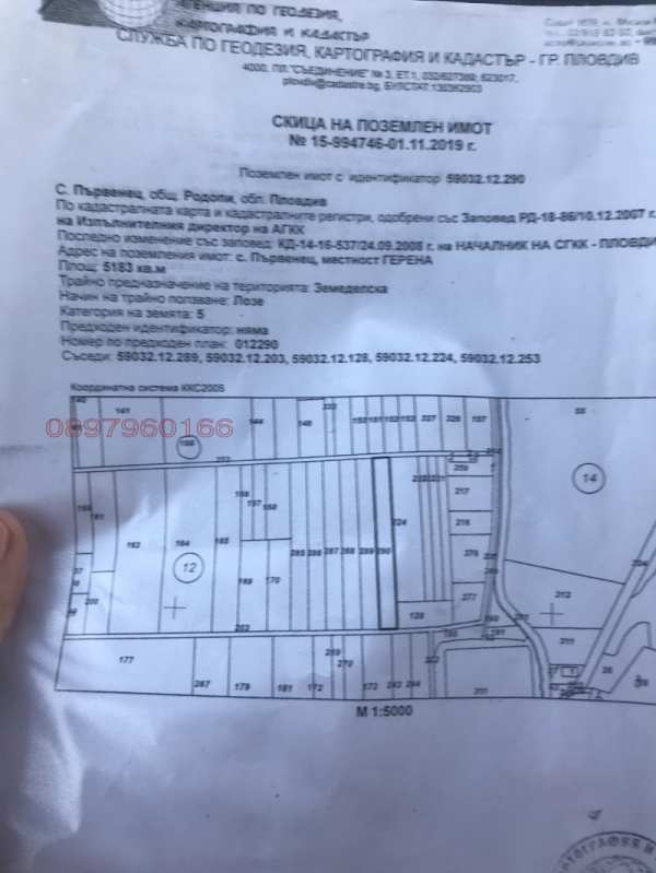 Продава земеделска земя, с. първенец, област пловдив