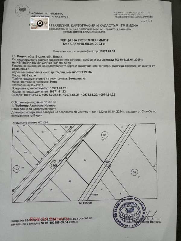 Продава земеделска земя, гр. видин, област видин