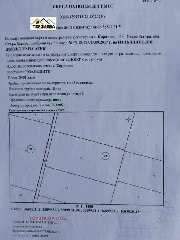 Продава земеделска земя, с. кирилово, област стара загора