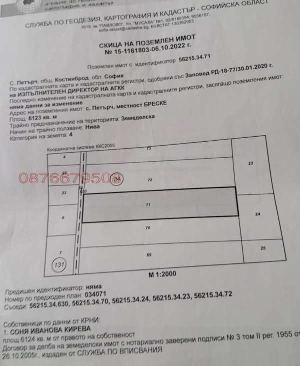 Продава земеделска земя, с. петърч, област софия област