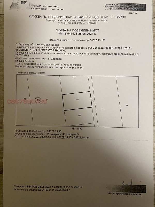 Продава парцел, с. здравец, област варна