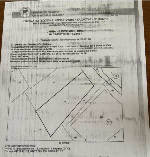 Продава  парцел с. Преспа, област Добрич
      3400 кв.м