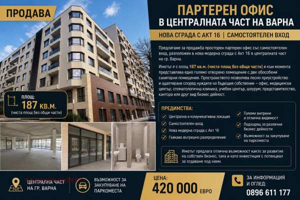 Продава офис, гр. варна, център