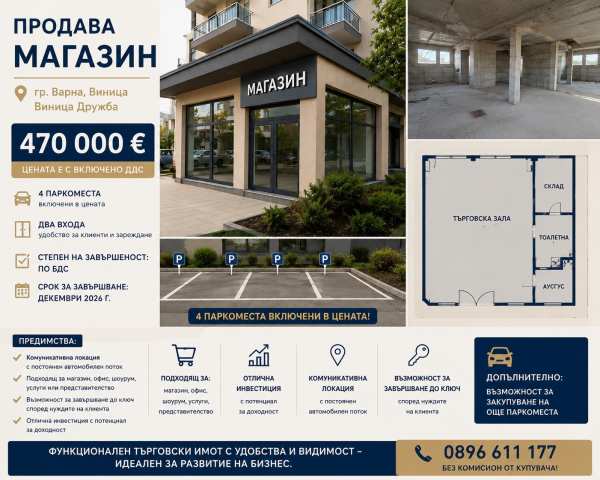 Продава магазин, гр. варна, виница