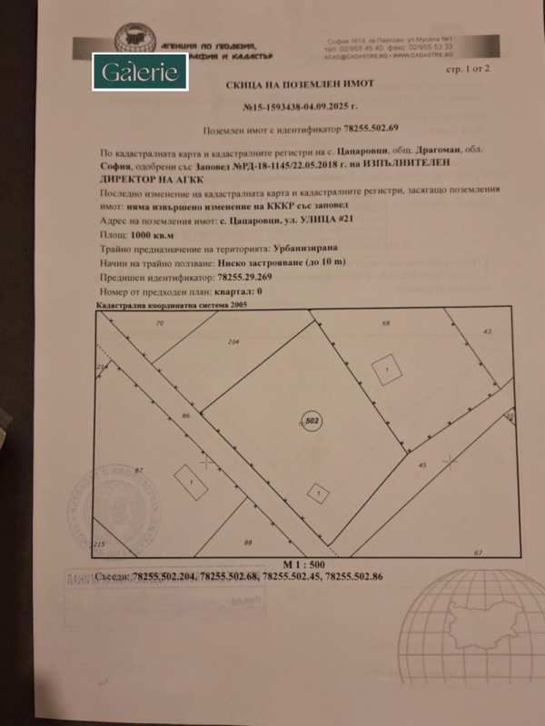 Продава парцел, с. цацаровци, област софия област