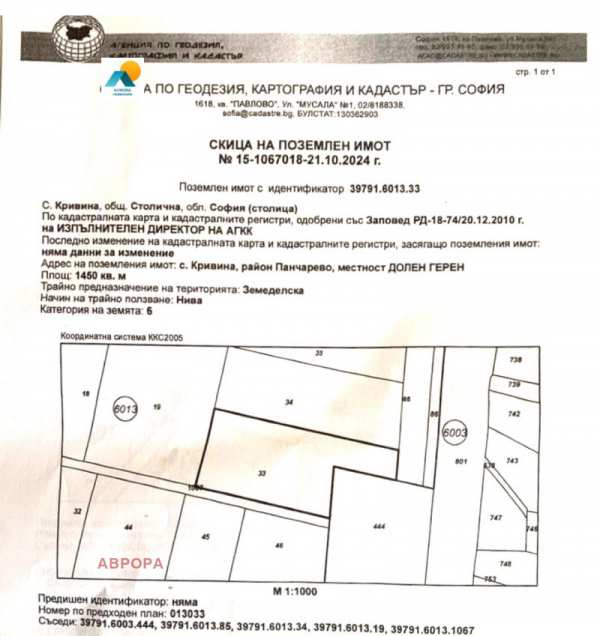 Продава парцел, с. кривина, област софия-град