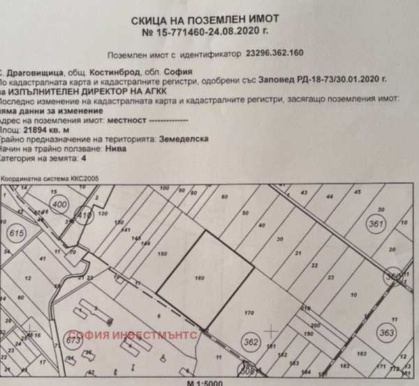 Продава земеделска земя, с. драговищица, област софия област