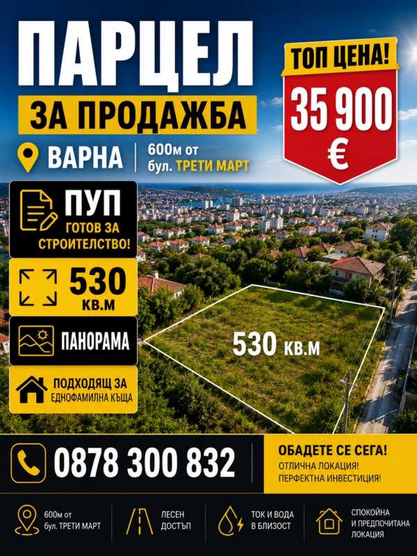 Продава парцел, гр. варна, възраждане 2