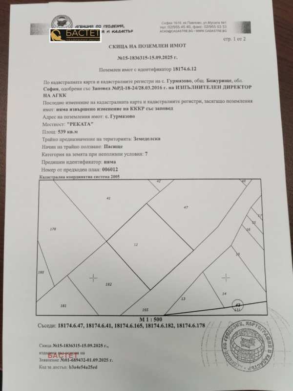 Продава  парцел с. Гурмазово, област София
      539 кв.м