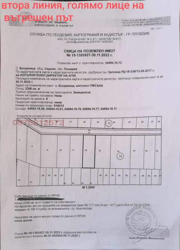 Продава земеделска земя, гр. садово, област пловдив