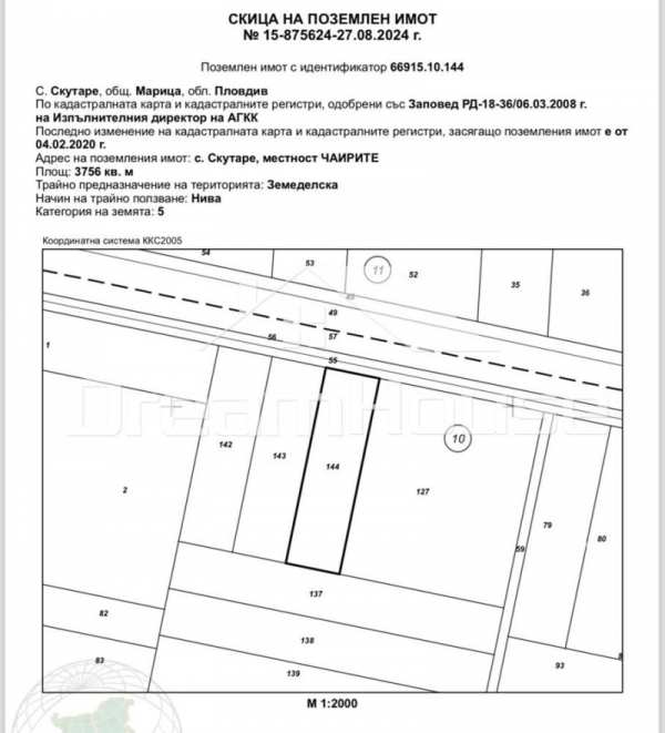 Продава земеделска земя, с. скутаре, област пловдив