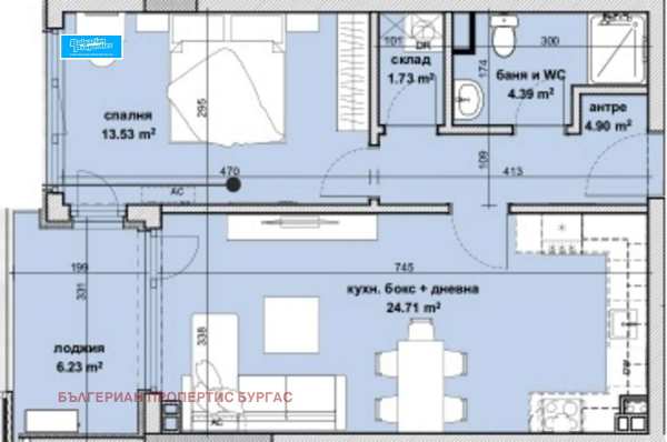Продава 2-стаен, гр. бургас, славейков