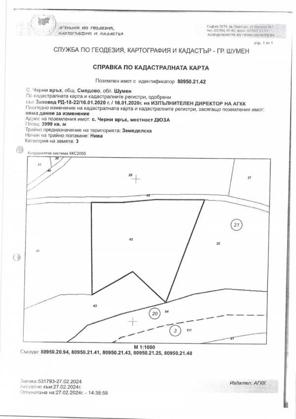 Продава земеделска земя, с. черни връх, област шумен