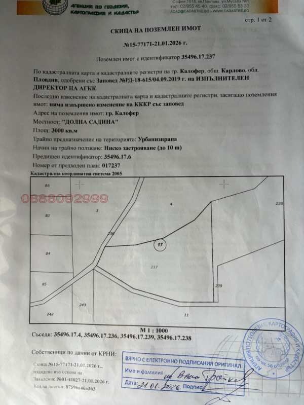 Продава парцел, гр. калофер, област пловдив