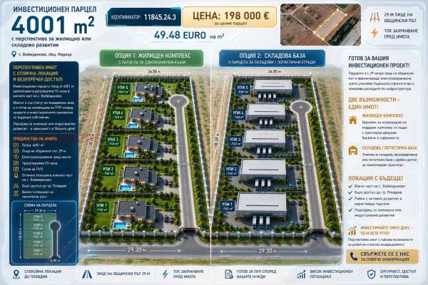 Продава парцел, с. войводиново, област пловдив